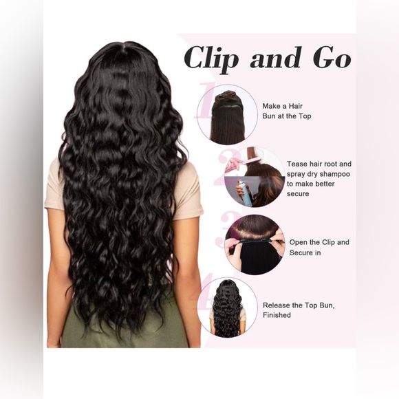 REECHO 20" 1-pack 3/4 Full Head Curly Wave Clips in on Synthetic Hair Extensions - Picture 10 of 11